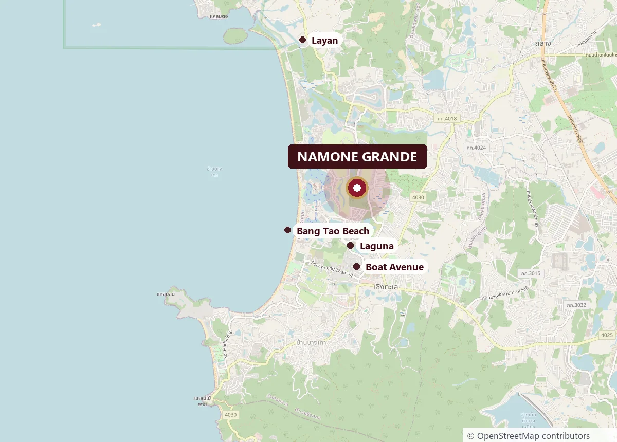 Map: Namone Grande Phuket on Soi Khok Tanod, Cherngtalay, near Bang Tao and Laguna